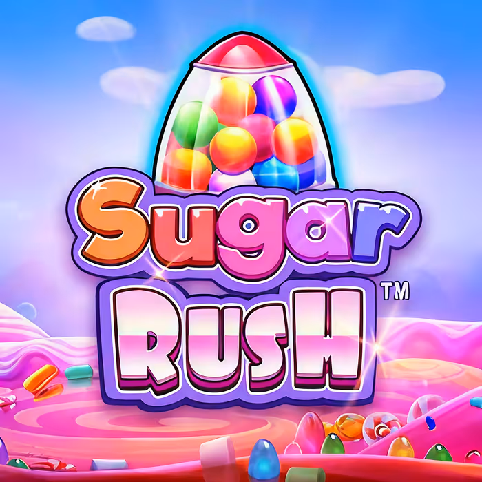 Sugar Rush slot game offering sweet rewards with cluster pays and cascading symbols